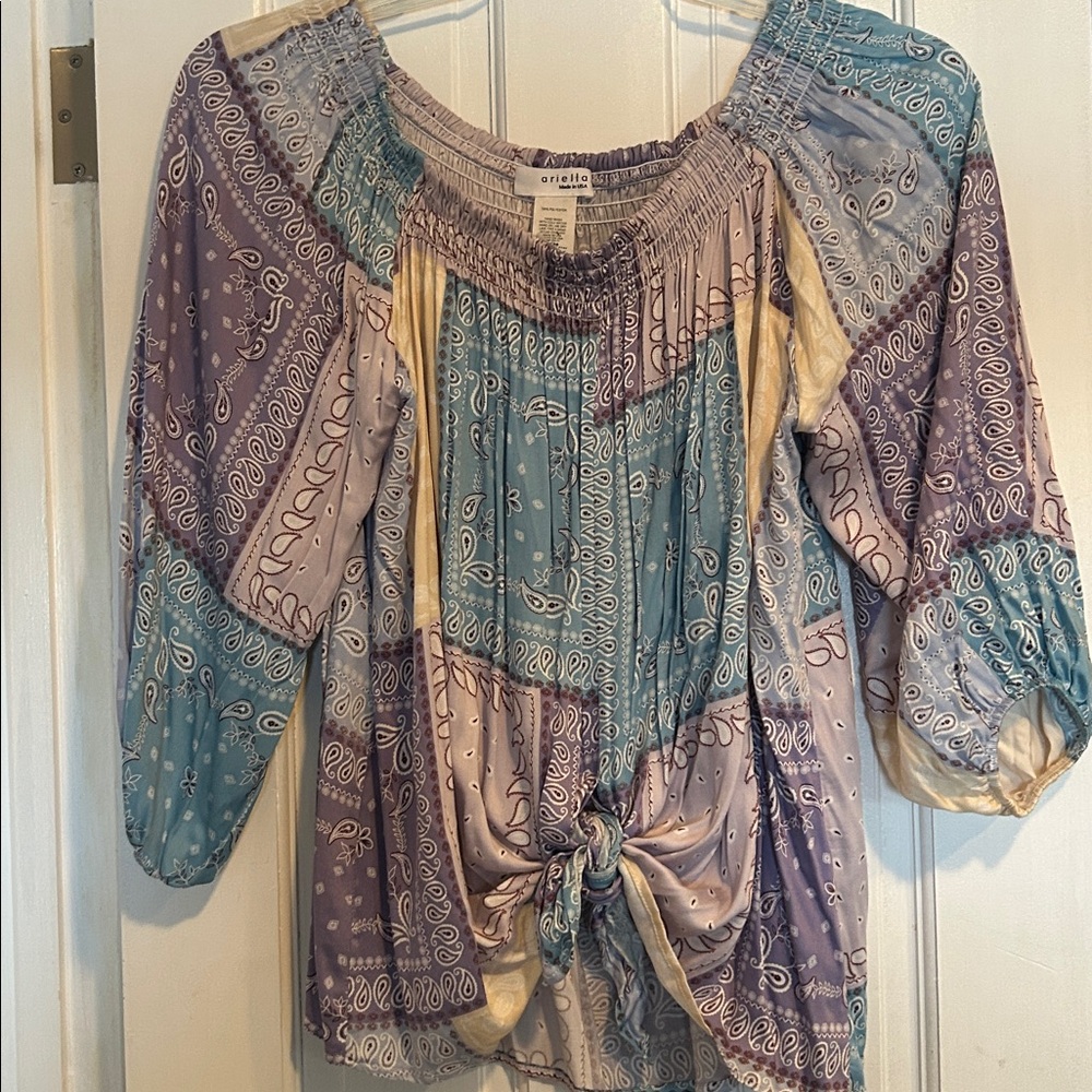 Ariella gorgeous off shoulder bandanna print top